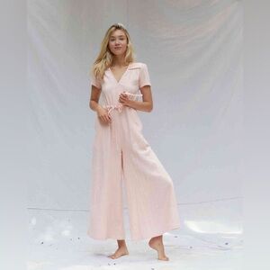 Christy Dawn Jumpsuit Pink Linen Small